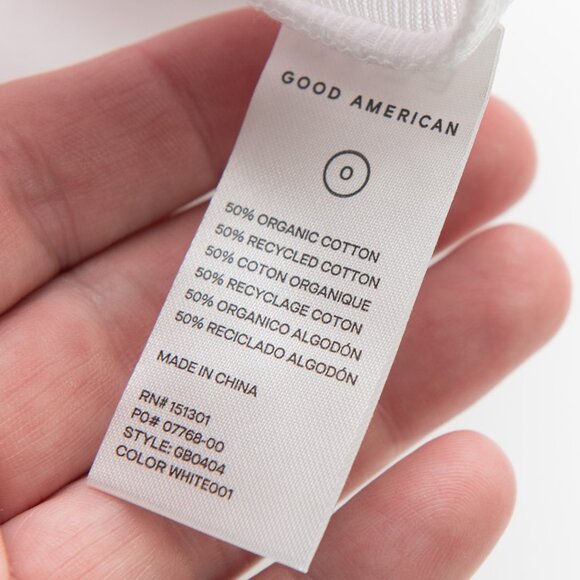 Good American Bodysuit Short Sleeve Ribbed Crew Neck Open Back White Size 0 XS - Picture 6 of 9